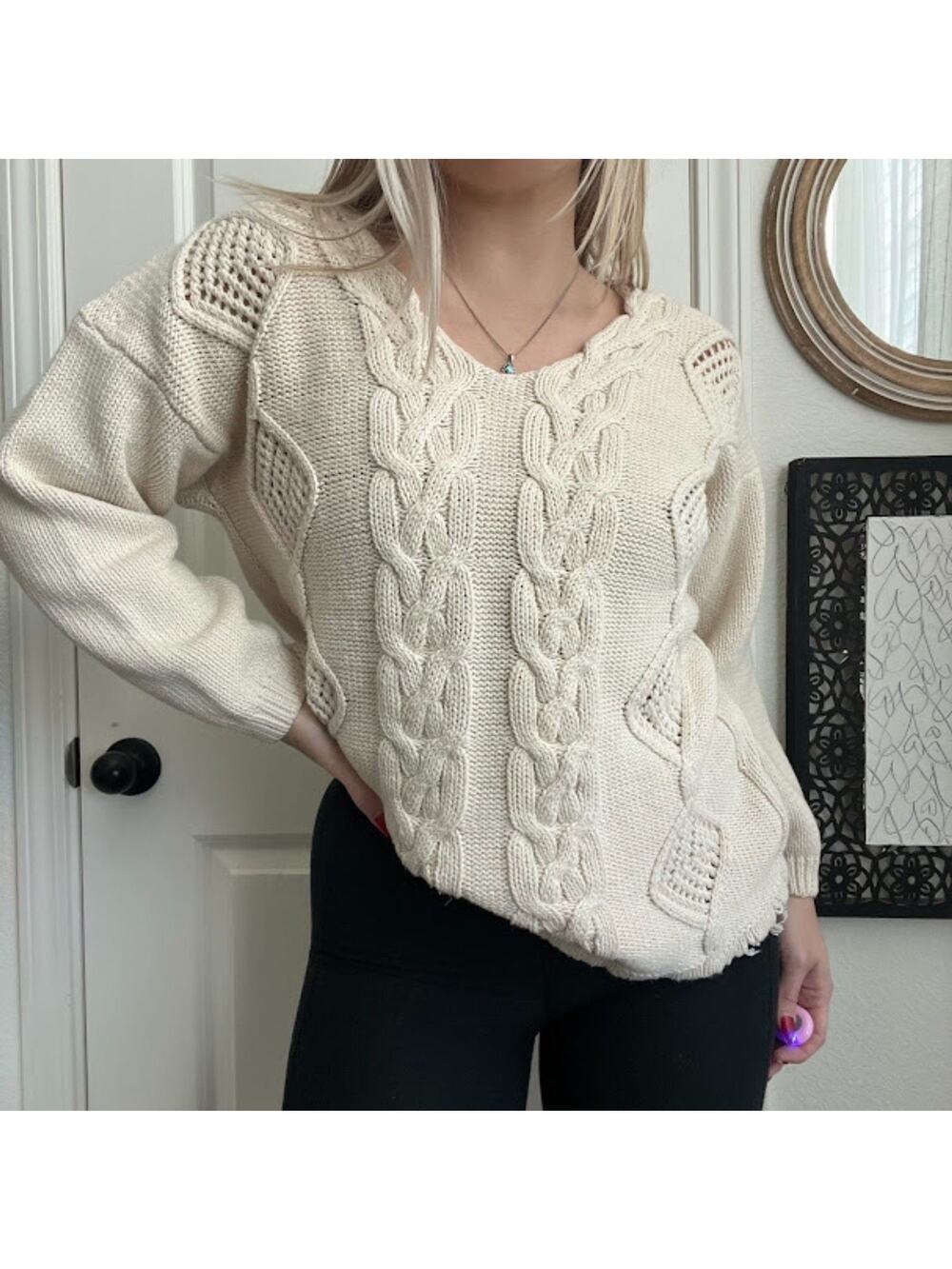 Vintage 90s Y2K New York Studios Chunky Knit Sweater Sz M